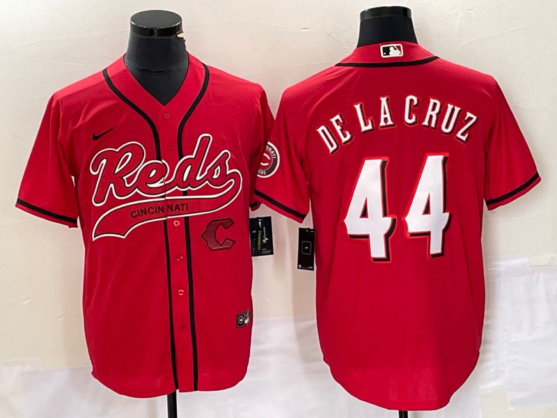 Men Cincinnati Reds #44 De La Cruz Red Nike 2023 Game MLB Jersey1